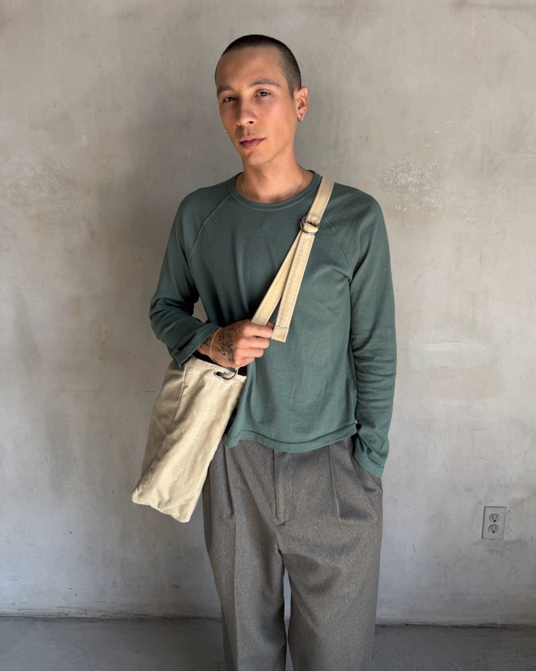 CREW RAGLAN LS - CELADON