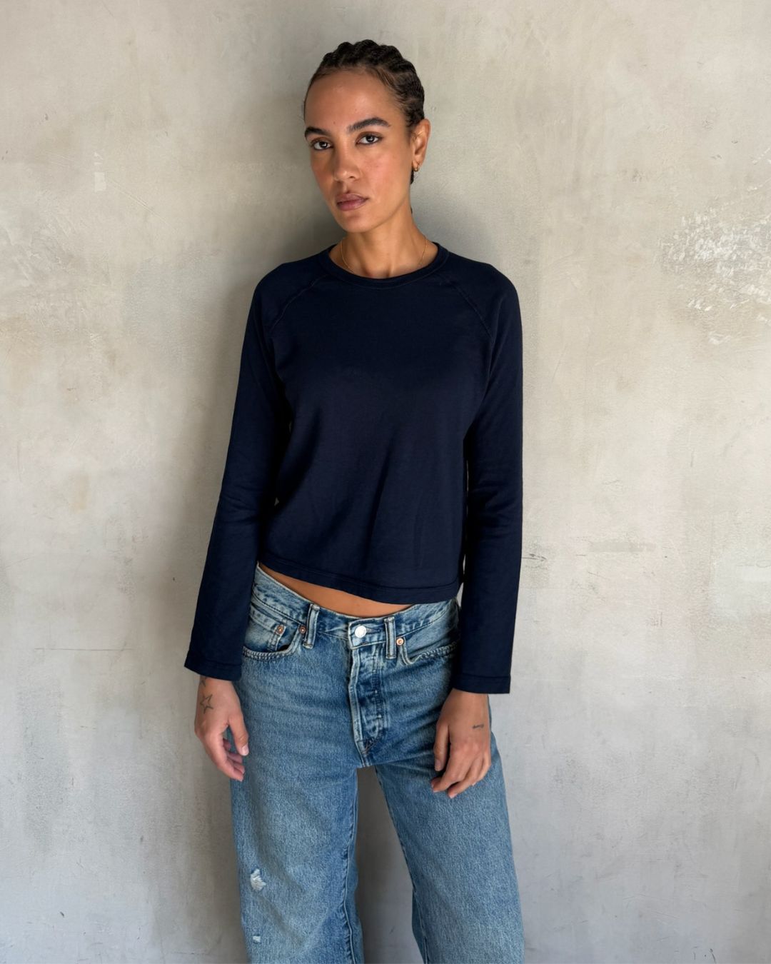 CREW RAGLAN LS - NAVY