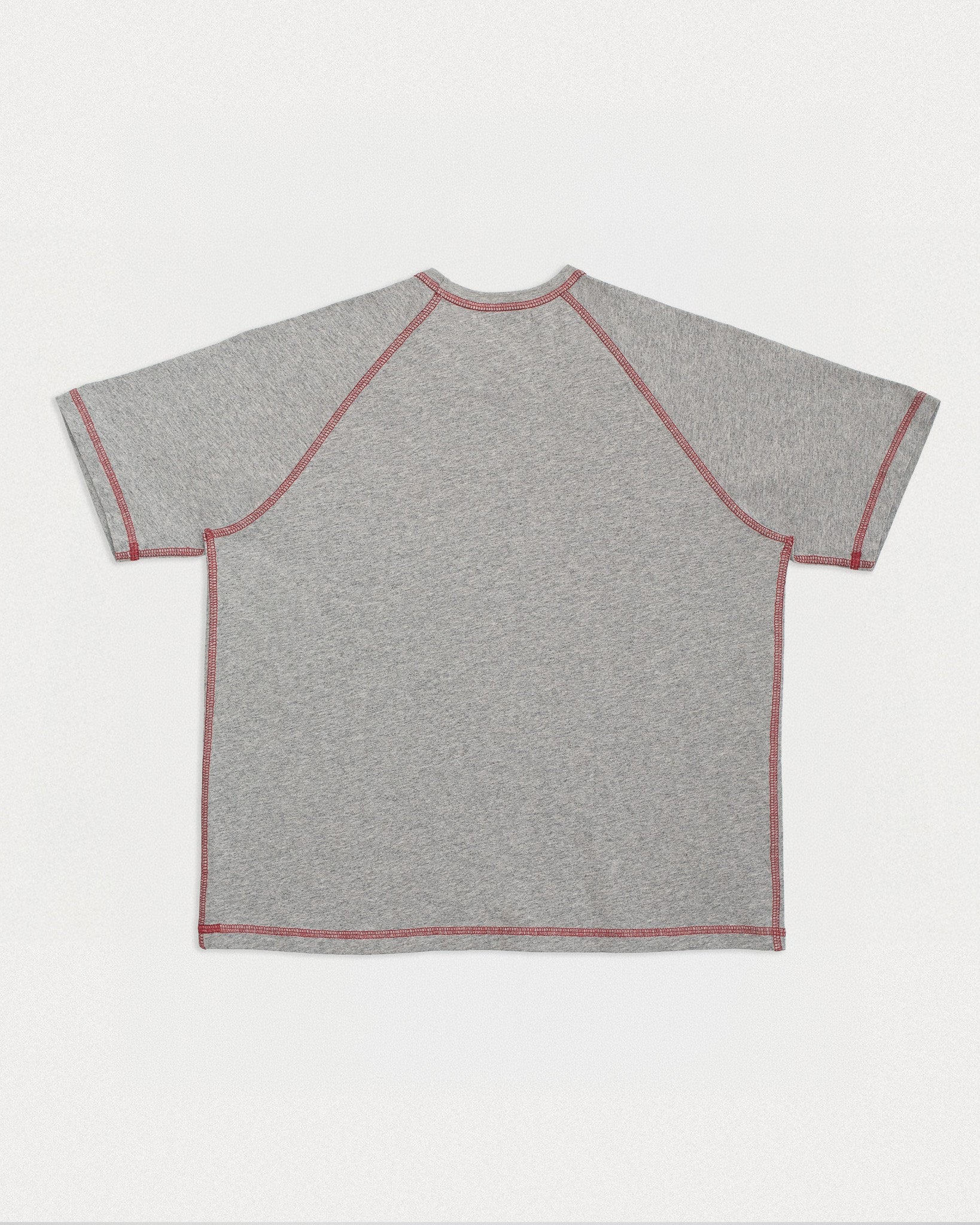CREW RAGLAN SS - HEATHER / RED-2