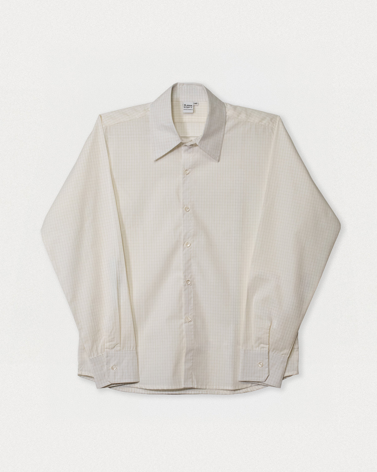 Lou Equipment Button-Up shirt in deadstock beige grid cotton-blend fabric, made in Los Angeles