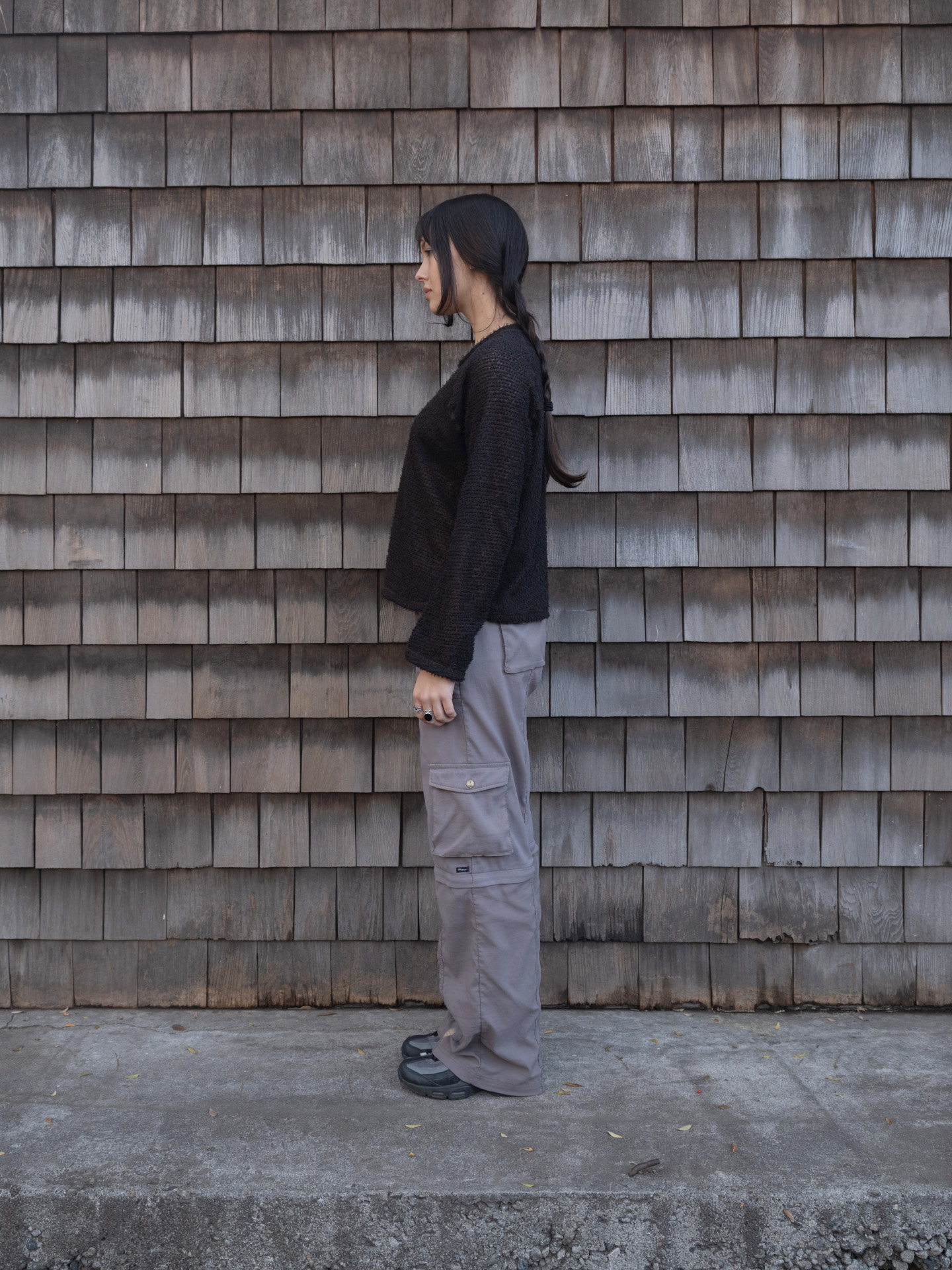 L.E. x CESAR VILLALBA RAGLAN LS - CHARCOAL/BROWN (POLAR TECH)