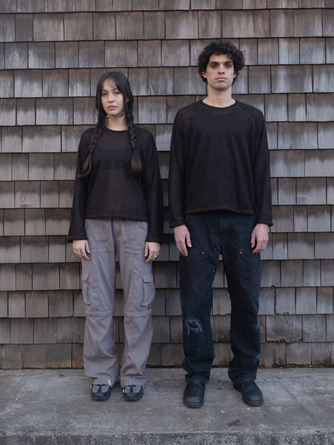 L.E. x CESAR VILLALBA RAGLAN LS - CHARCOAL/BROWN (POLAR TECH)