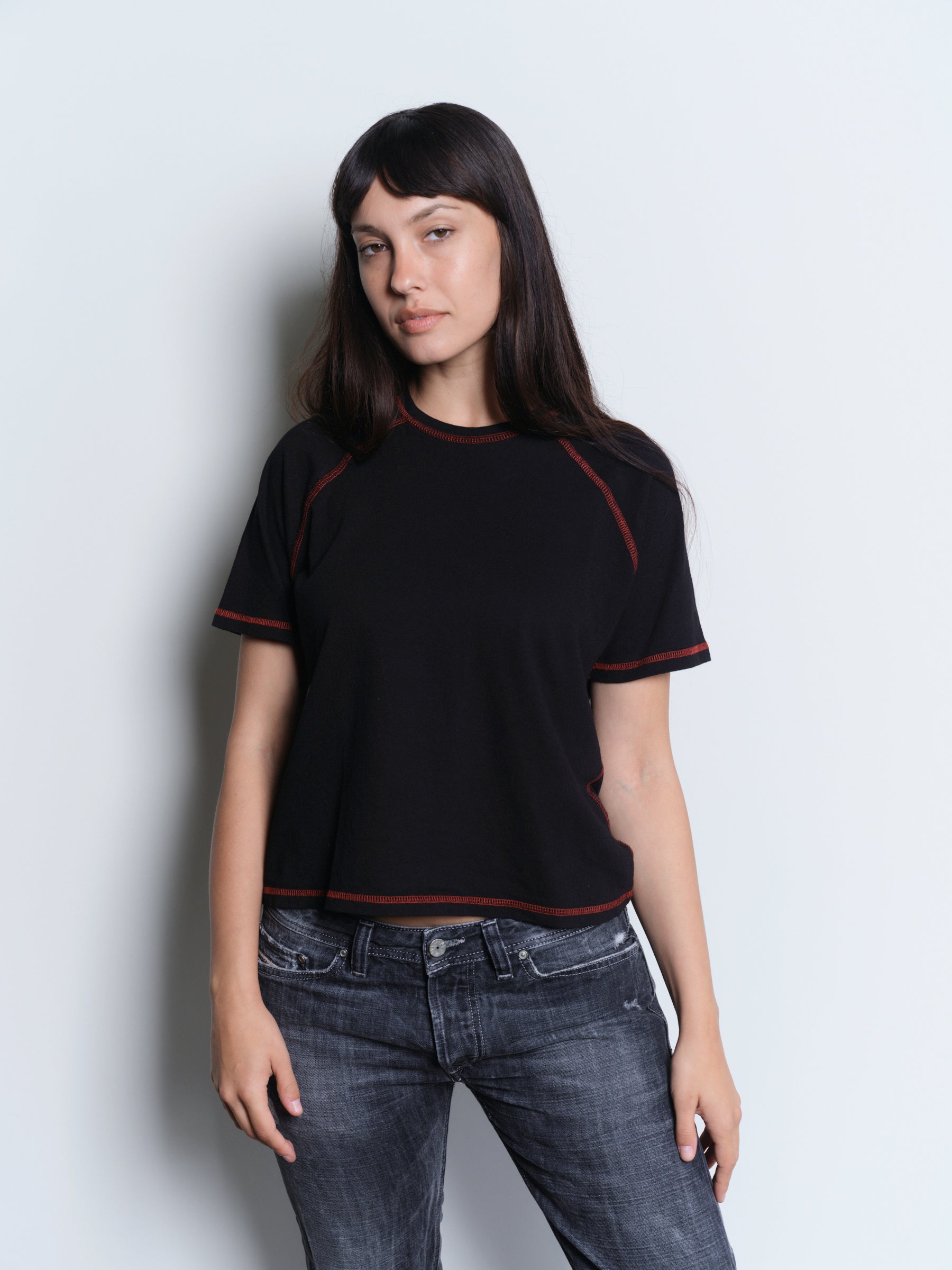 CREW RAGLAN SS - BLACK / RED-4