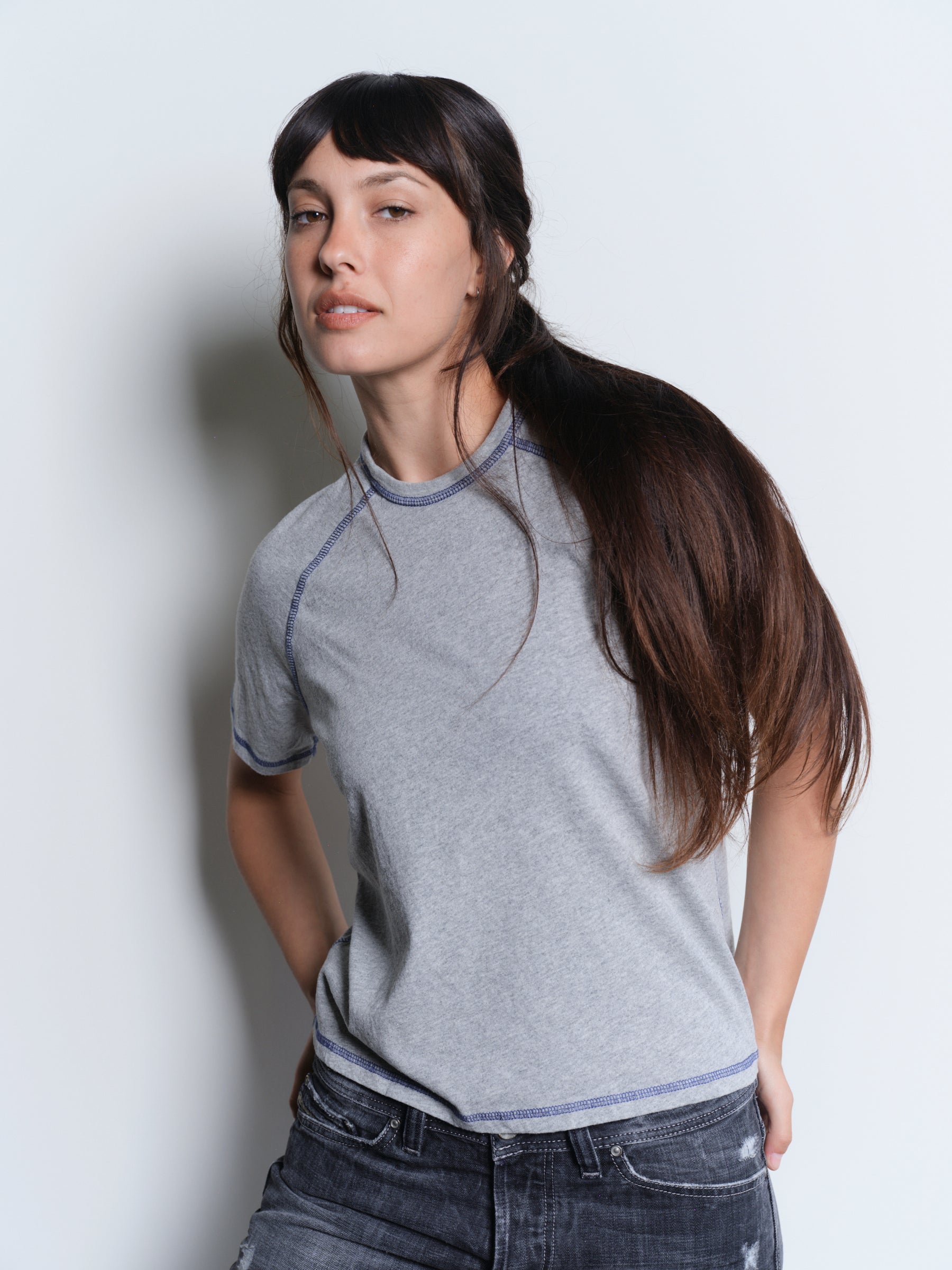 CREW RAGLAN SS - HEATHER / BLUE-3