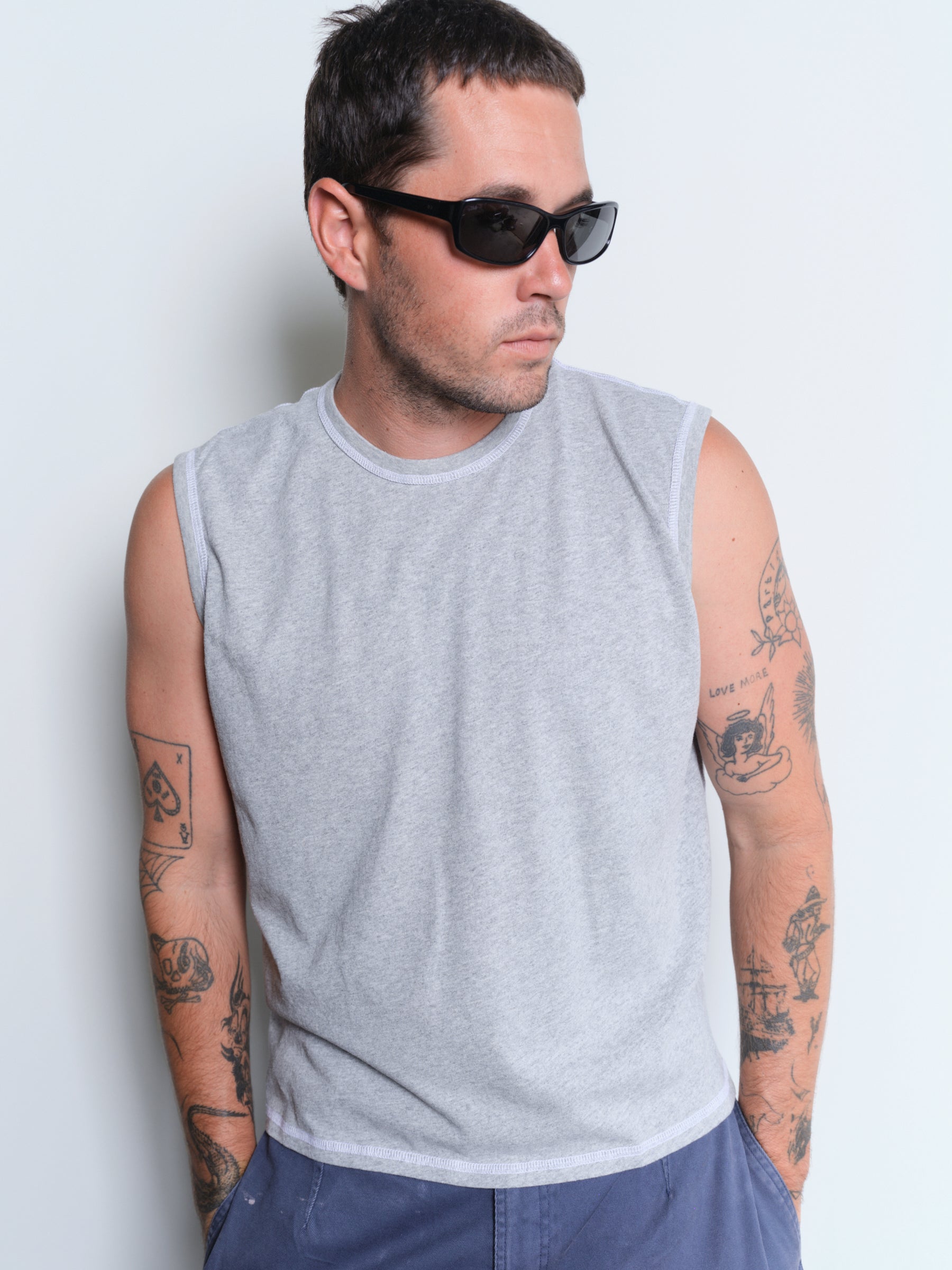 CUT OFF - HEATHER / WHITE-4