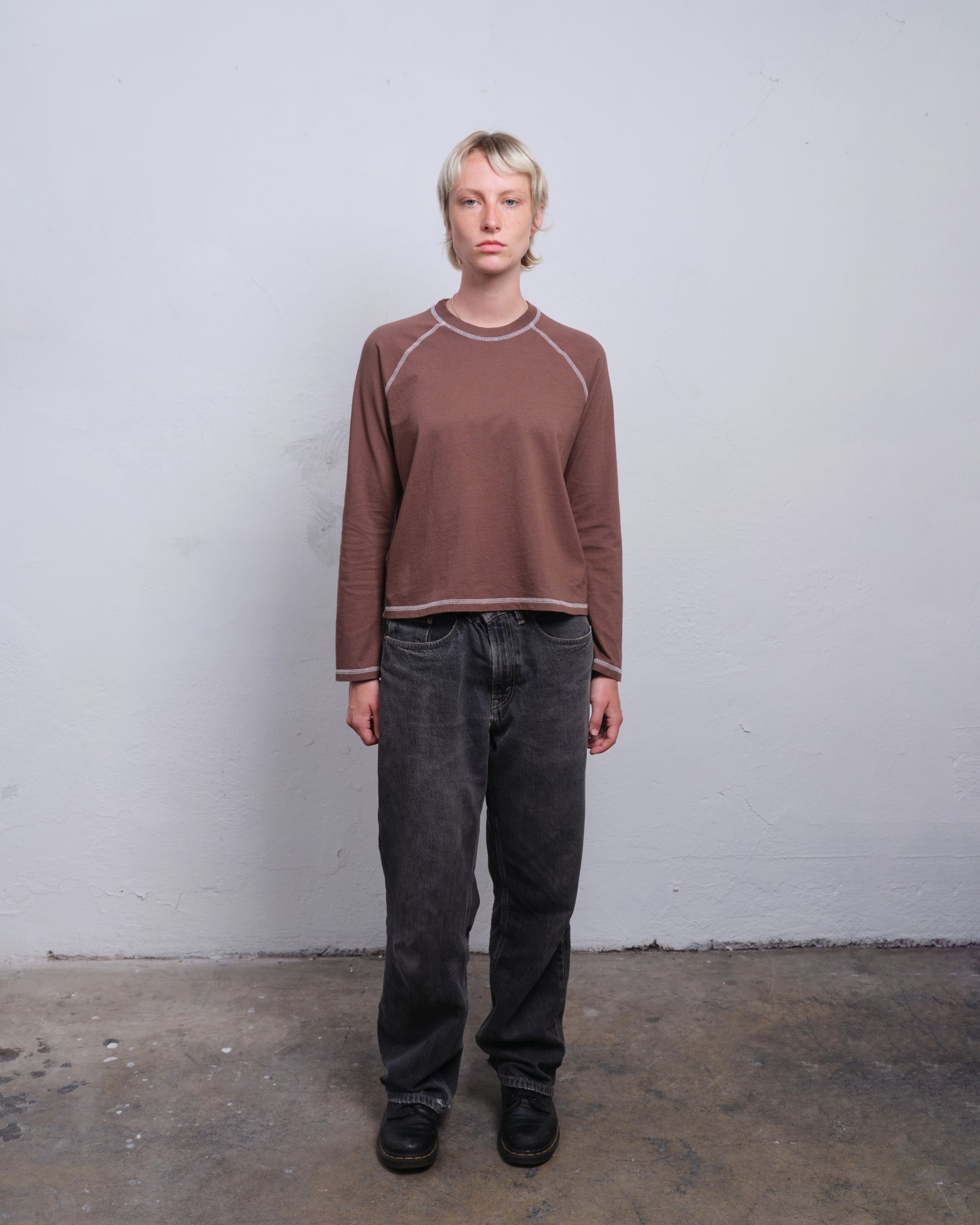RAGLAN LS - TAUPE / WHITE