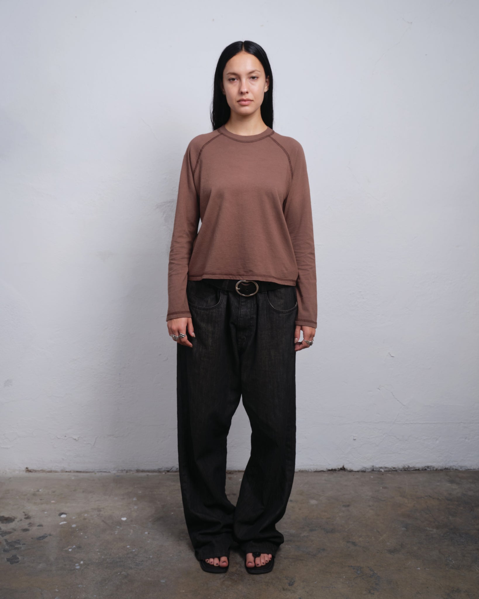 RAGLAN LS - TAUPE / BROWN