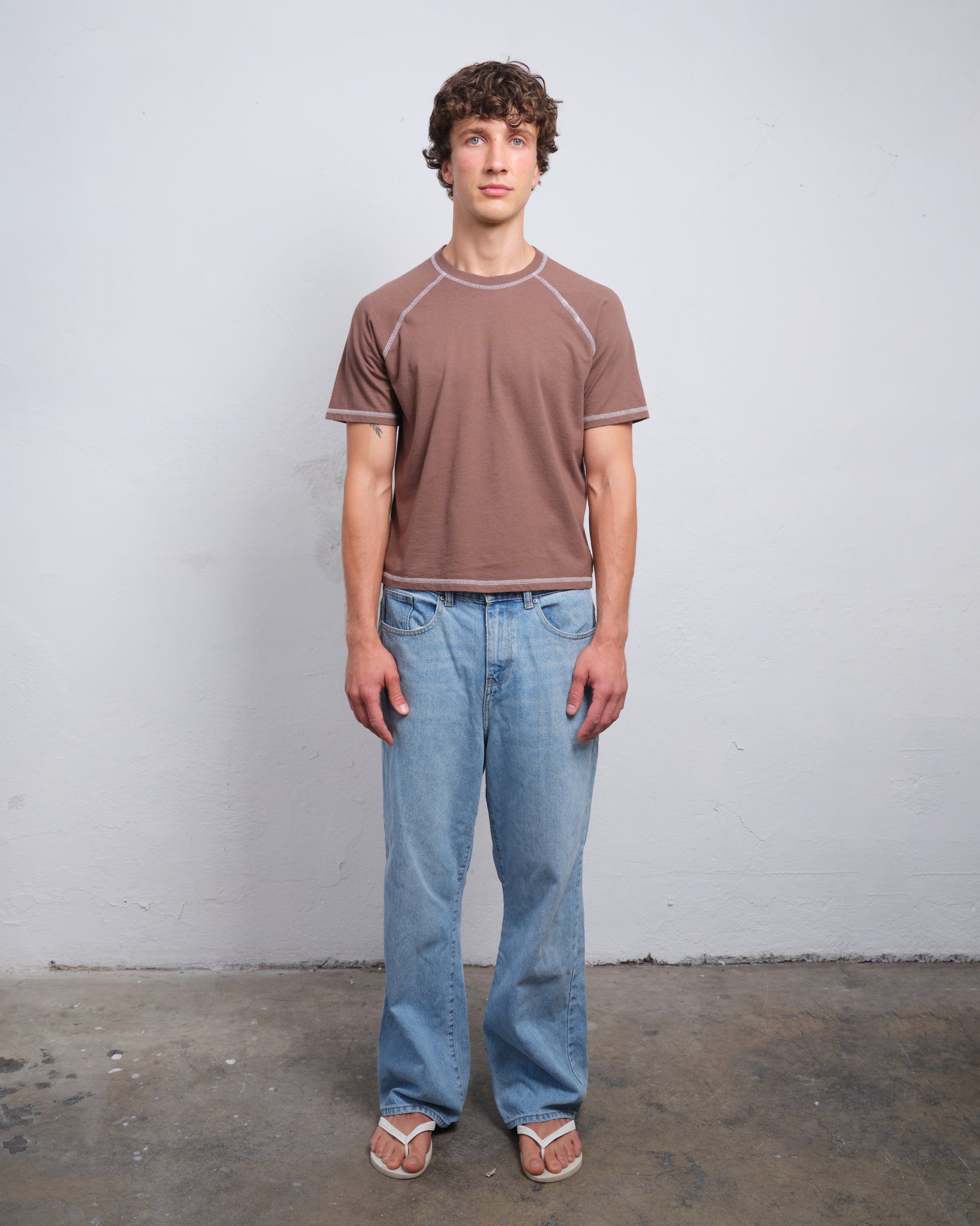 RAGLAN SS - TAUPE / WHITE