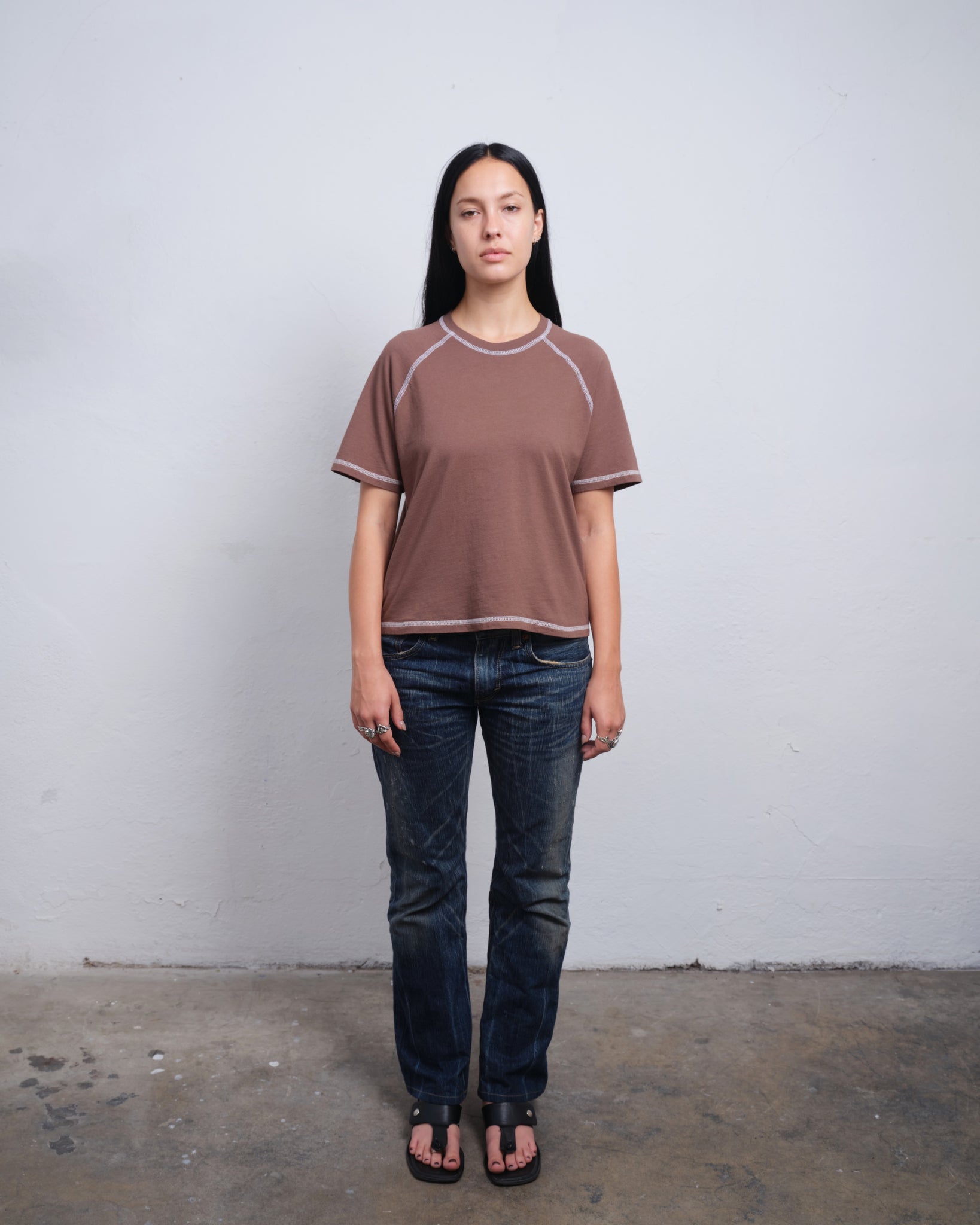 RAGLAN SS - TAUPE / WHITE