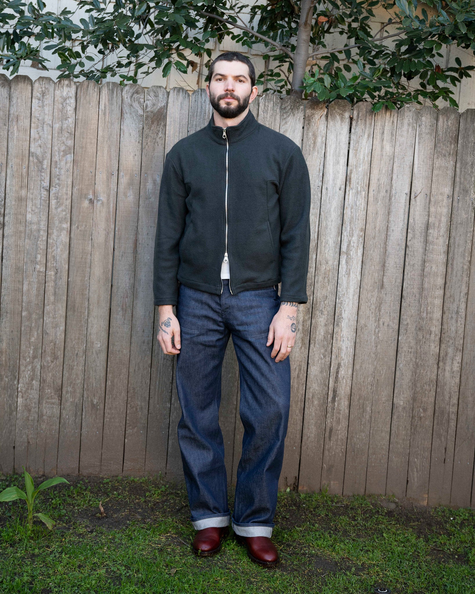 TWO-WAY ZIP FLEECE JACKET - STONE - L.E. x LYLE MCGRAW-2